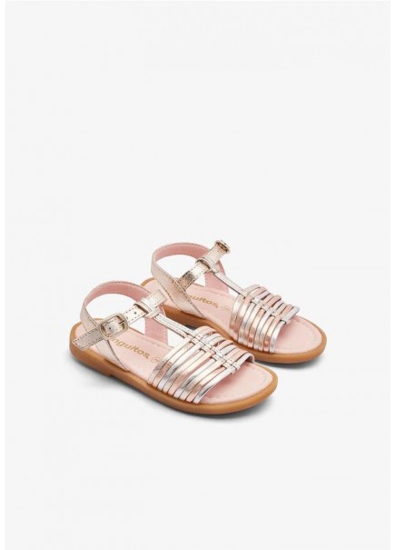 SANDALIAS TIRAS ORO CONGUITOS