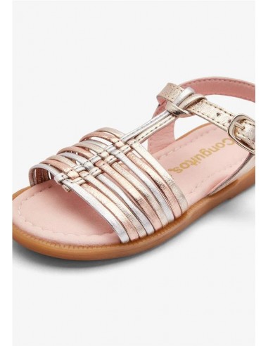 SANDALIAS TIRAS ORO CONGUITOS