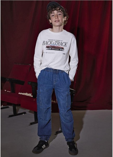 PANTALÓN DENIM CARGO CHICO...