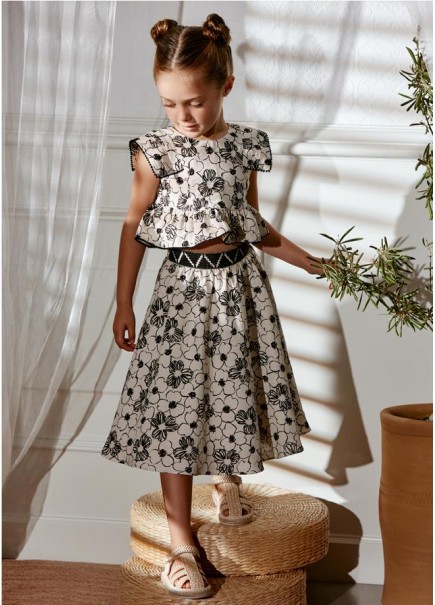 CONJUNTO FALDA MIDI ESTAMPADA