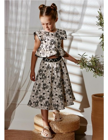 CONJUNTO FALDA MIDI ESTAMPADA