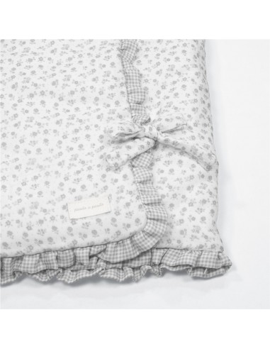 ARRULLO/MANTA LITTLE BLOOM FLOR GRIS