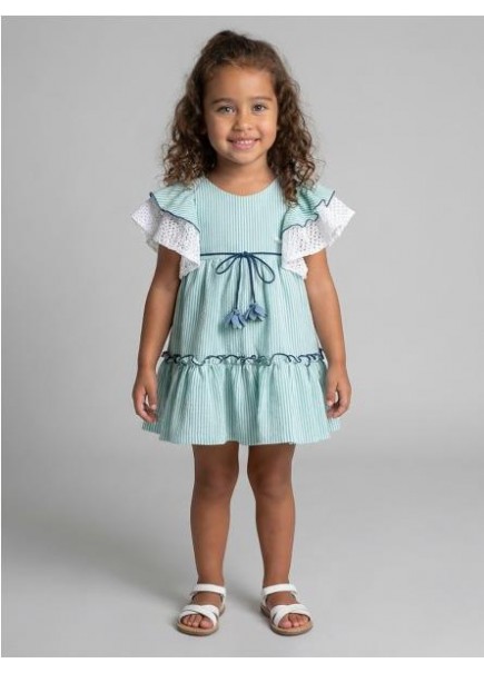 VESTIDO RAYAS C/TEJIDO CALADO