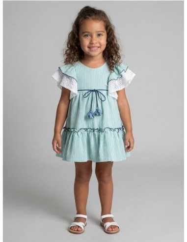 VESTIDO RAYAS C/TEJIDO CALADO