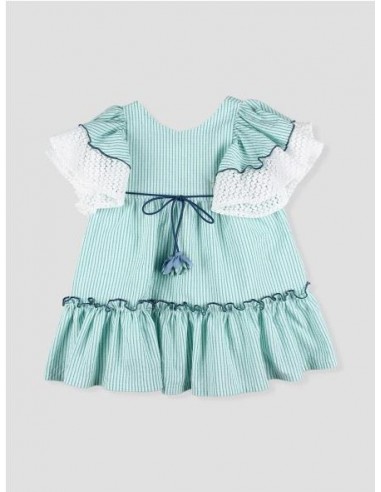 VESTIDO RAYAS C/TEJIDO CALADO