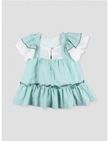 VESTIDO RAYAS C/TEJIDO CALADO