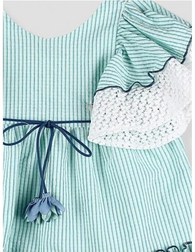 VESTIDO RAYAS C/TEJIDO CALADO