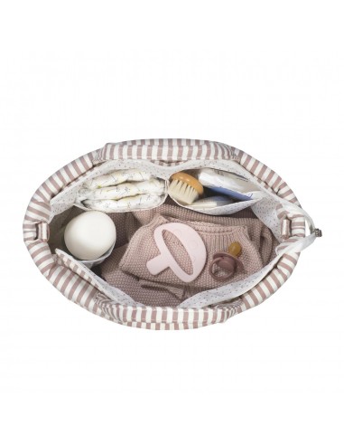 BOLSA CANASTILLA PRALINÉ RAYAS MOKA