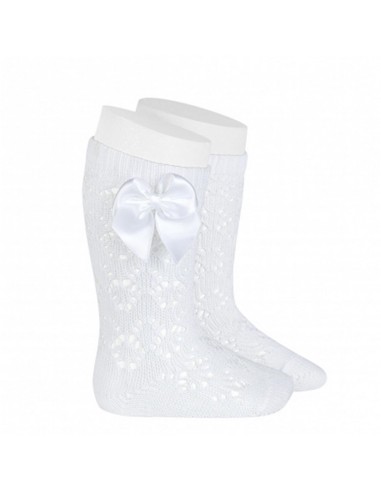 CALCETÍN ALTO CALADO GEOMÉTRICO C/ LAZO